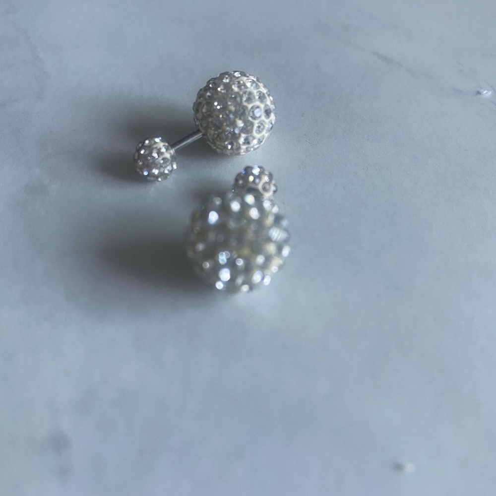 Silver earrings two sides